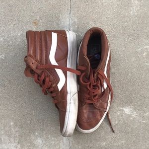 Brown leather vans